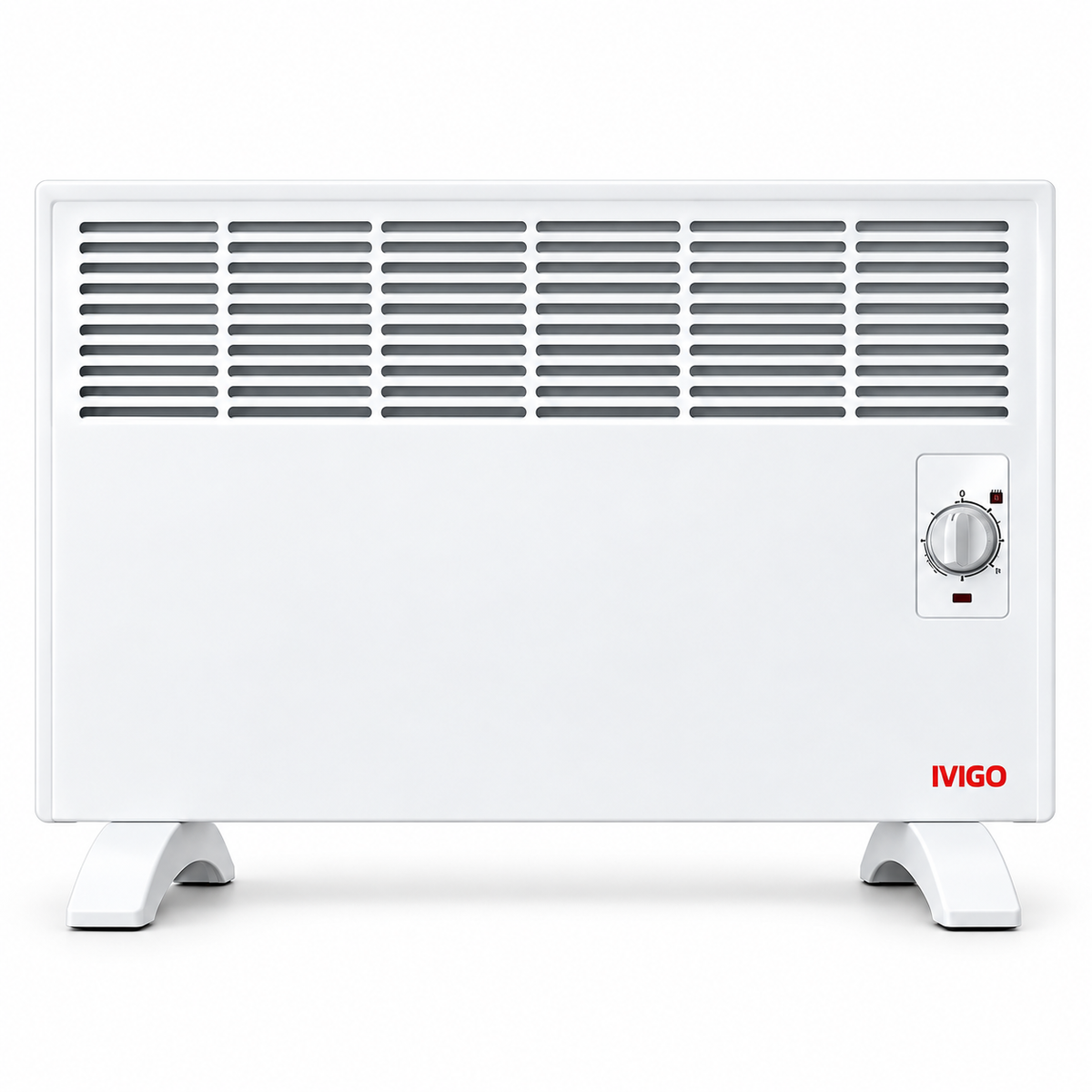 Radiateur électrique IVIGO à commande manuelle disponible en 1000 W, 1500 W, 2000 W et 2500 W pour chauffer confortablement votre intérieur.