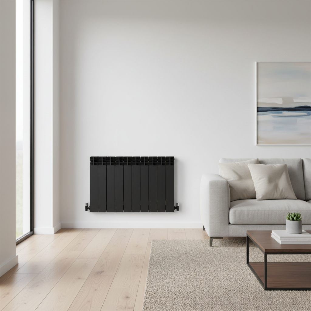 Radiateur noir salon moderne