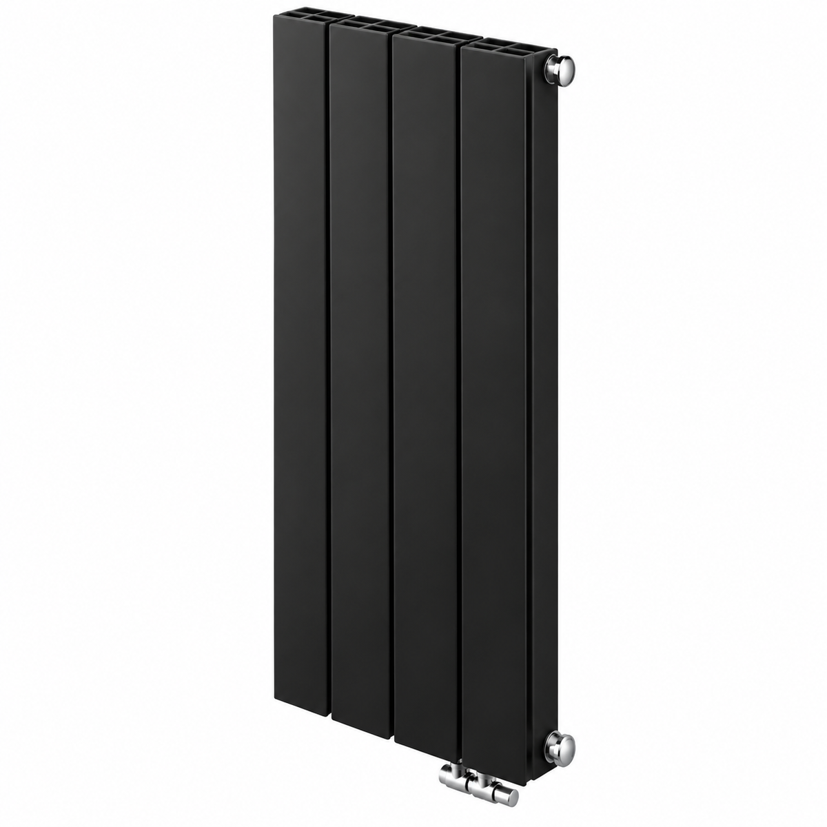 Radiateur vertical DRAMA aluminium 180 cm, disponible de 4 à 7 éléments en noir, avec puissance jusqu’à 1525 W à ΔT50.