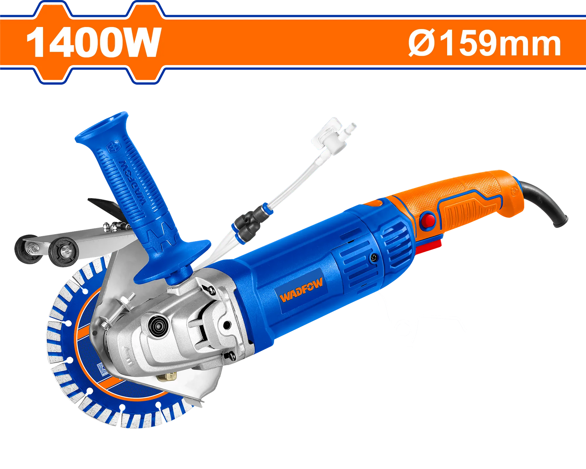 Rainureuse à Béton WADFOW WWAL151401 — 1400W 8900tr/min Disque 159mm Coupe 44mm Kit Complet Chantier | SQES Tunisie
