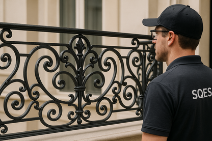 Rampe balcon élégante - finition martelée noire
