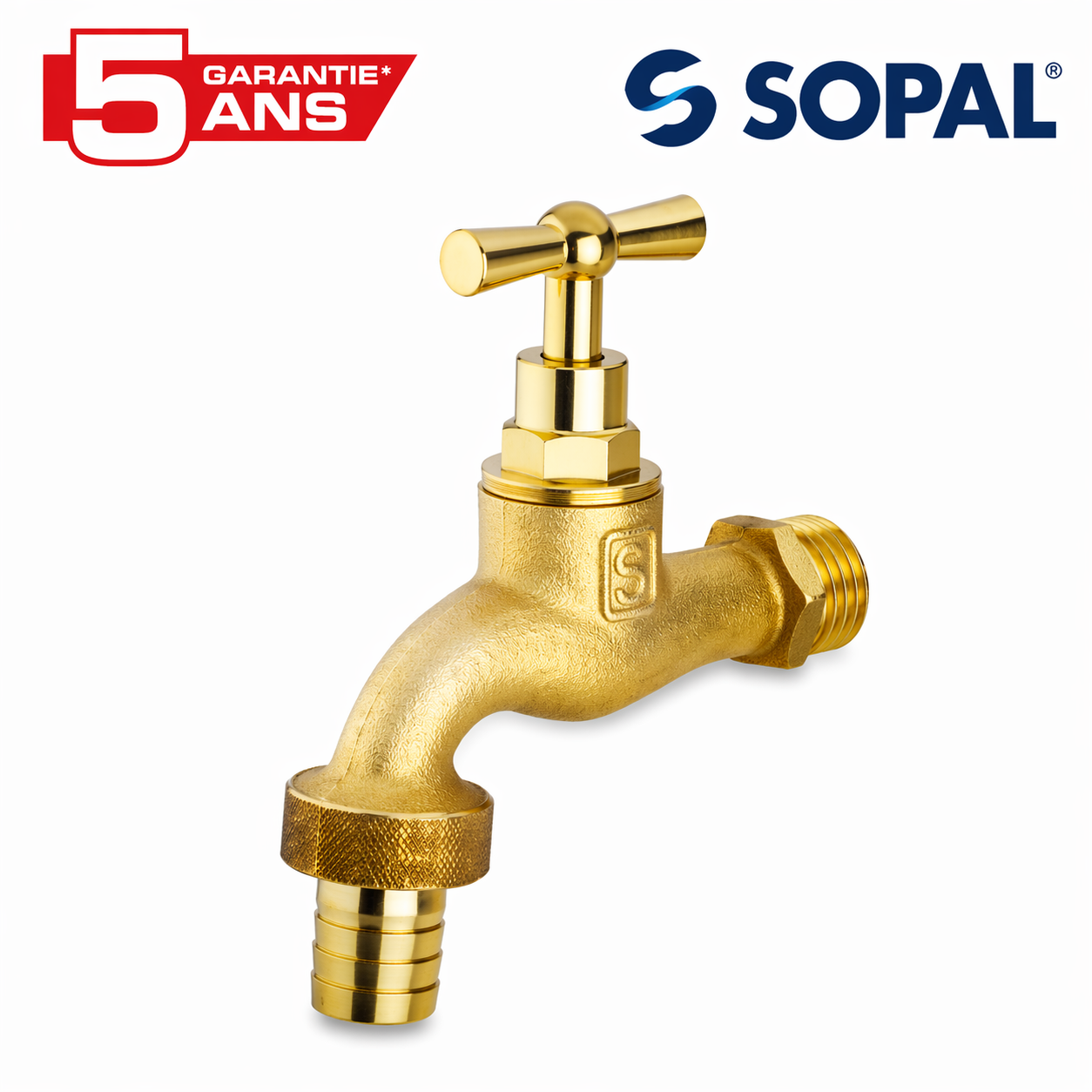 Robinet de jardin SOPAL 15/21 laiton jaune avec buse et écrou, anti-corrosion | SQES Tunisie
