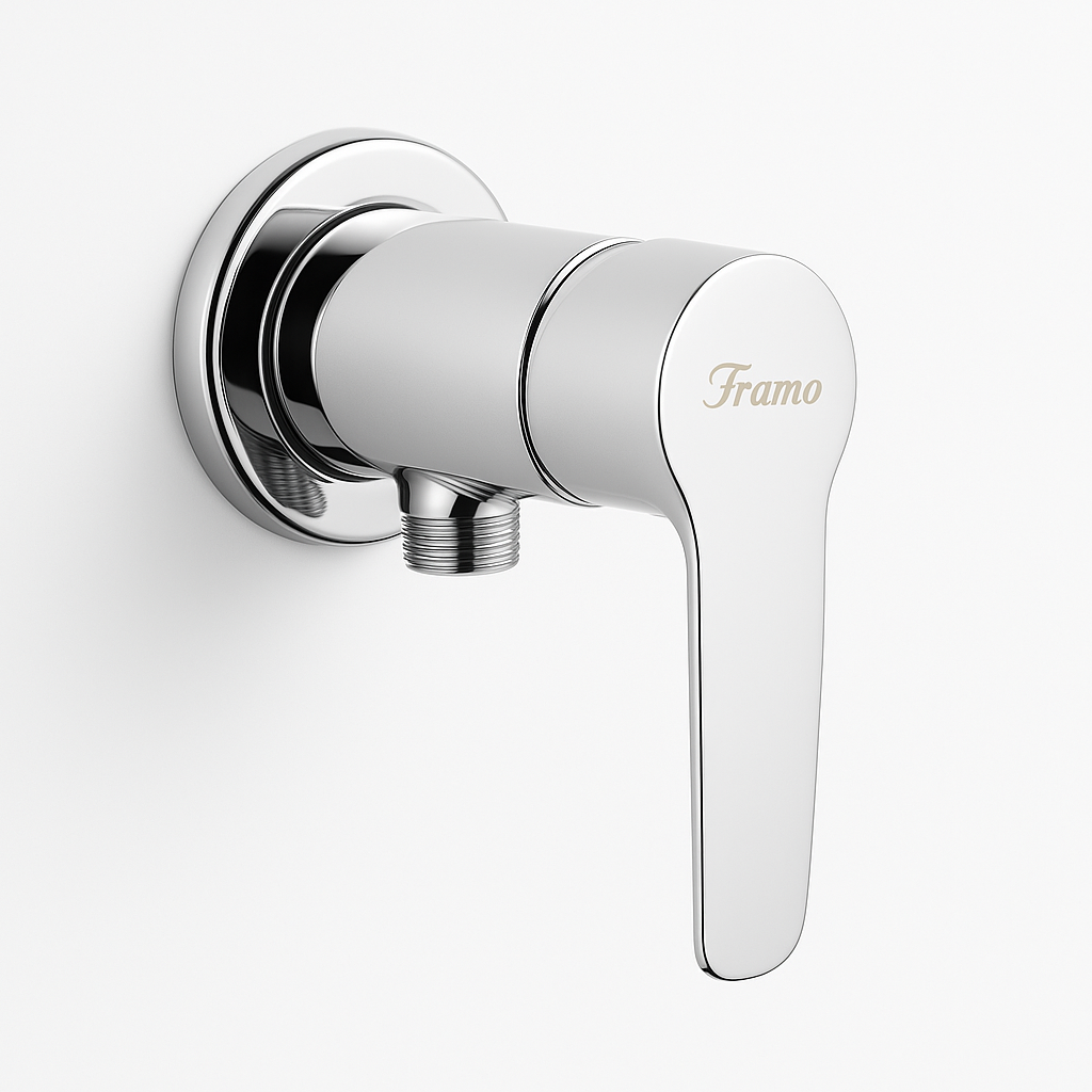 Robinet toilette chrome série B200 FRAMO – mécanisme céramique, anti-goutte, design compact moderne, fabrication italienne premium

