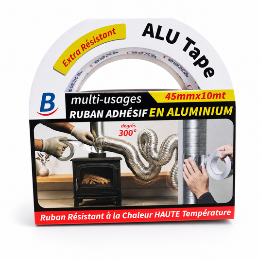 Ruban adhésif aluminium renforcé BOSS TAPE 45mm x 10m ignifuge imperméable résistant UV | SQES Tunisie
