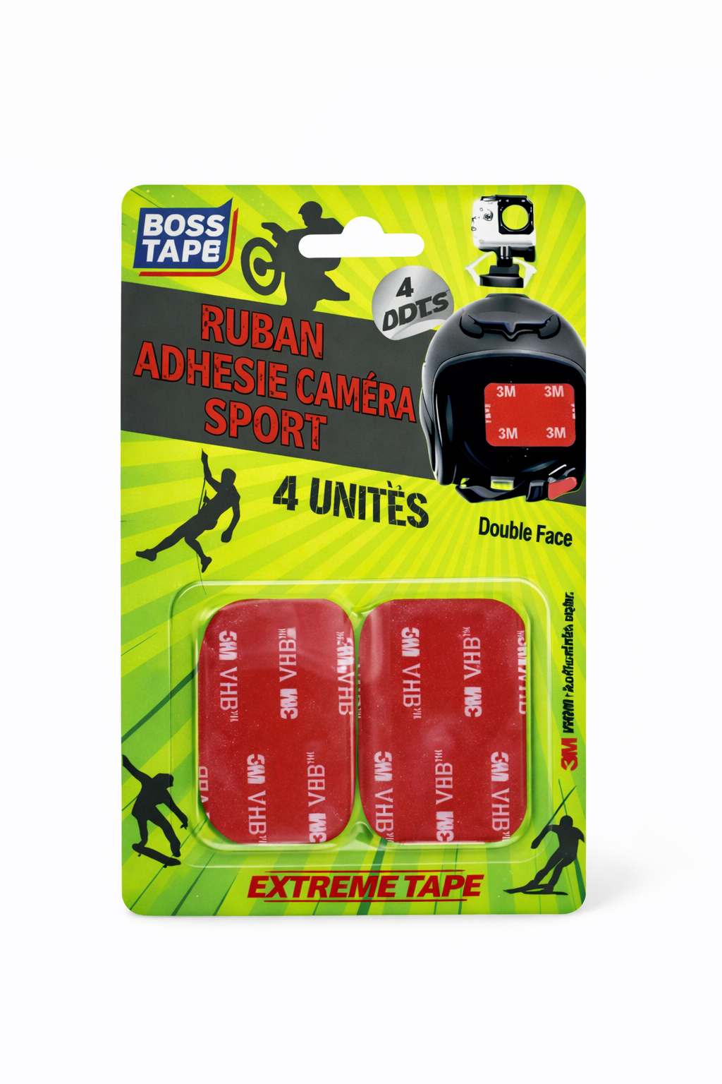 Ruban adhésif double face BOSS TAPE 4pcs 45mmx35mm pour caméra action. Ultra-résistant. Meilleur prix Tunisie - SQES Ariana Menzah 8.