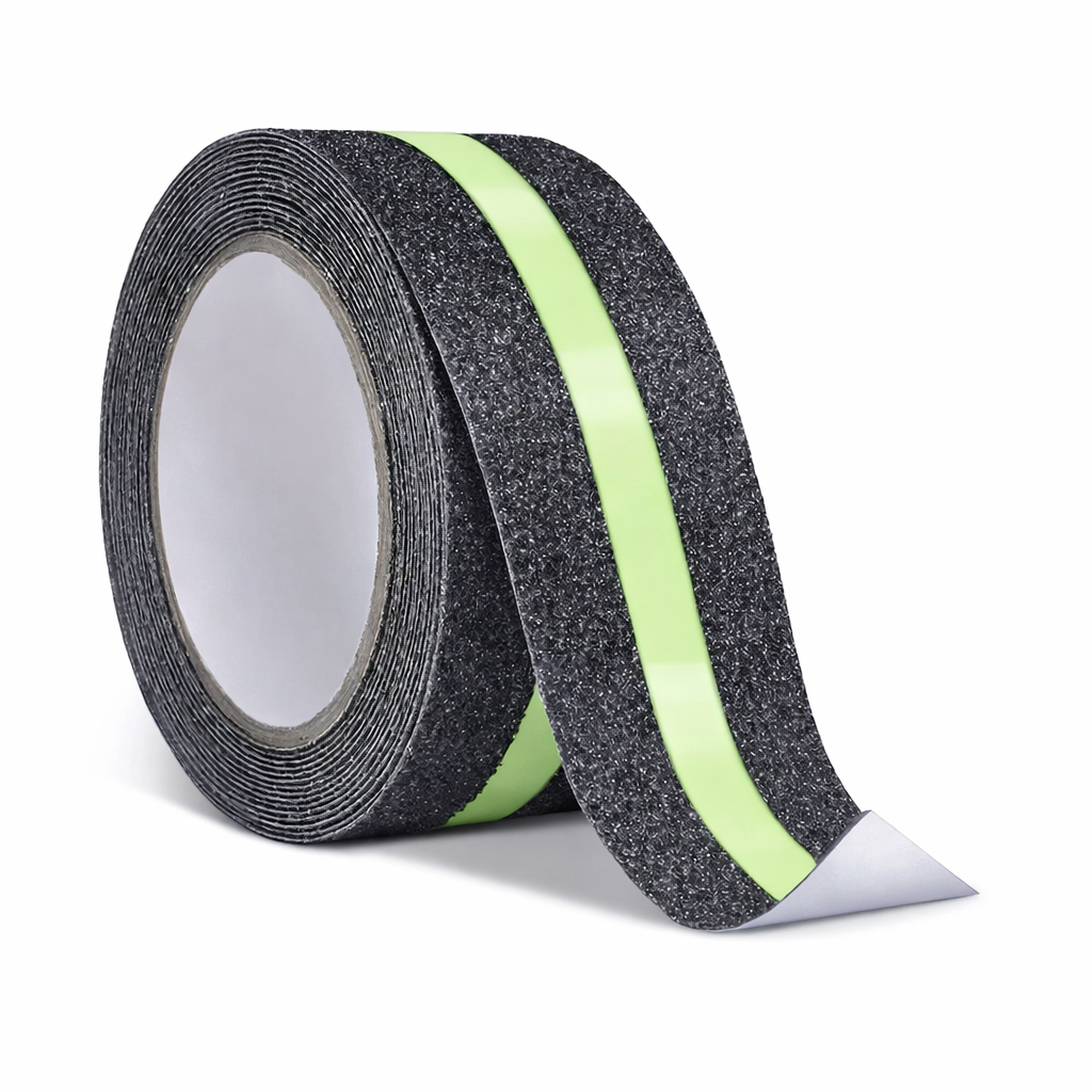 Ruban antidérapant noir Boss Tape 50mm x 5m – bande réfléchissante vert fluorescent, sécurité escaliers et rampes
