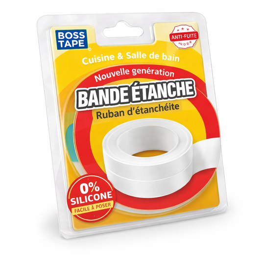 BOSS TAPE ruban calfeutrage blanc étanche cuisine/salle bain. Anti-moisissure, facile pose.  Livraison rapide Tunisie. 