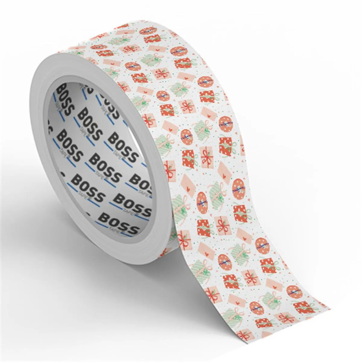Ruban adhésif décoratif motif cadeaux Boss Tape 45mm x 25m – emballage festif, fêtes, artisanat et scrapbooking
