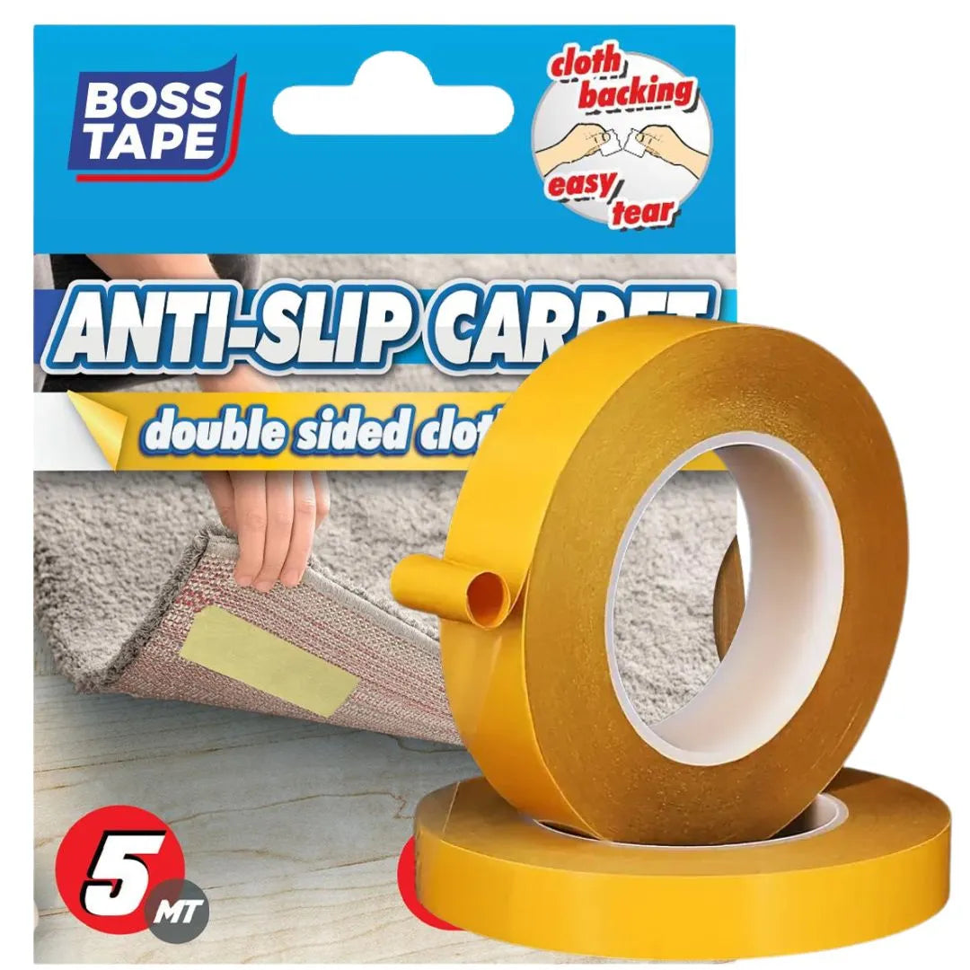 Ruban double face moquette Boss Tape 25mm x 5m – fixation invisible et durable, tapis, revêtements sol et bureaux
