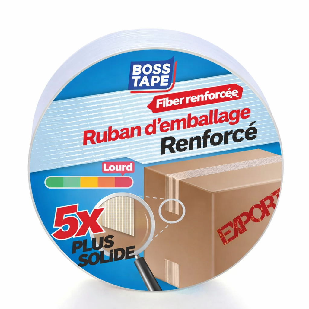 Ruban Emballage BOSS TAPE Fibre Verre 45mm – Ultra Résistant