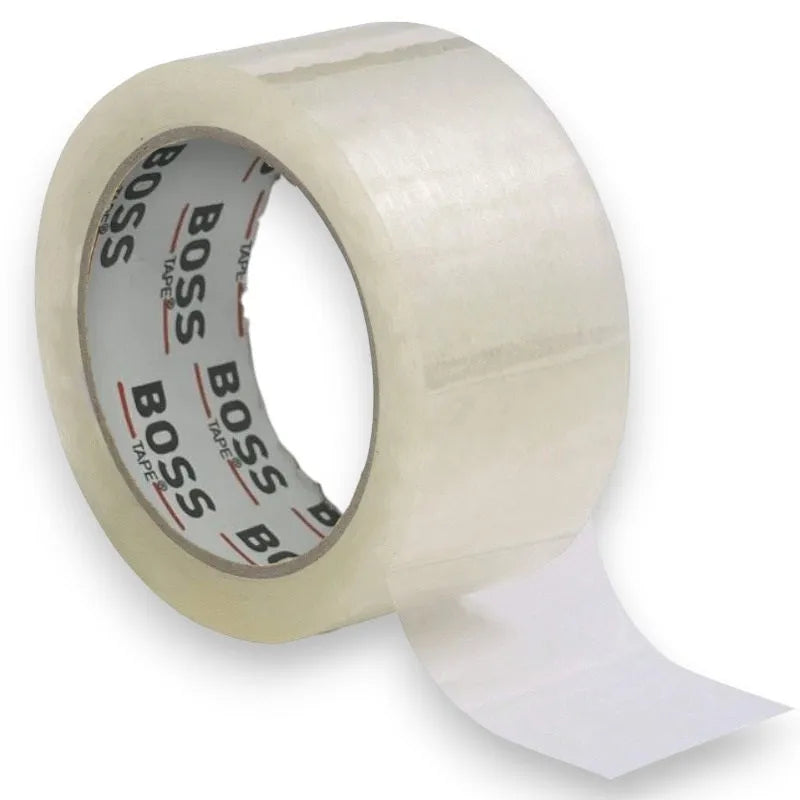 Ruban emballage transparent Hot-Melt Boss Tape – adhésion immédiate, résistant chaleur et froid, jusqu'à 20kg
