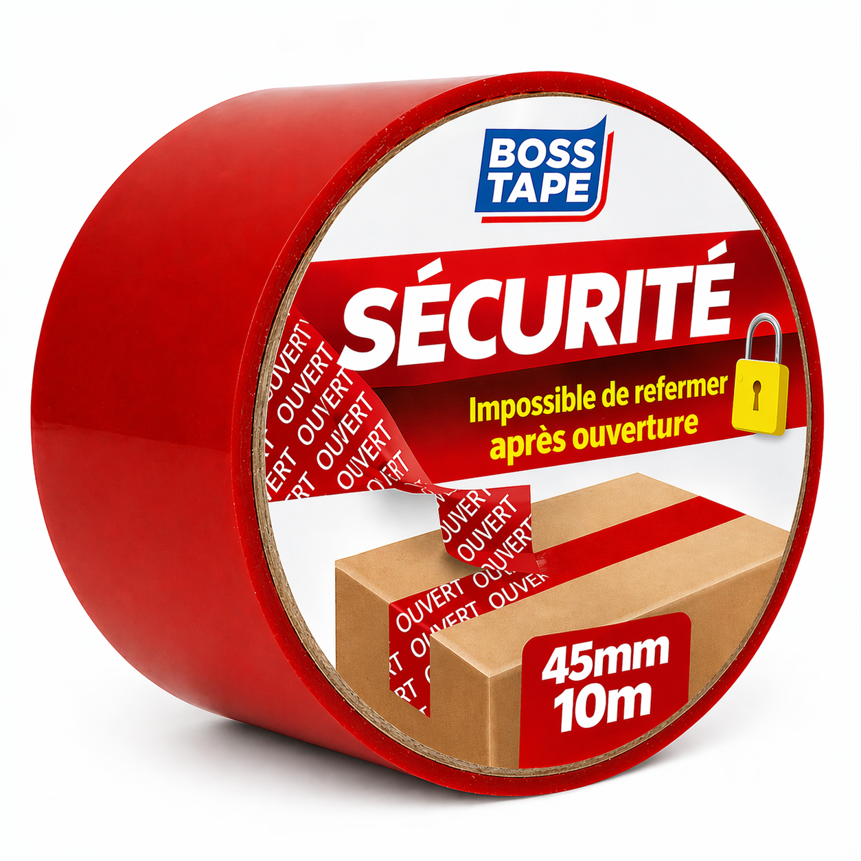 Ruban à usage unique OPEN VOID, Adhésif de Sécurité Inviolable ROUGE BOSS TAPE - SQES