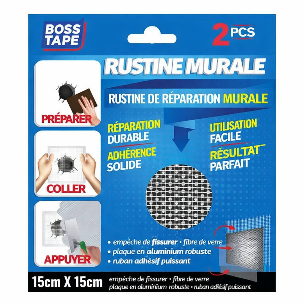 Boss Tape Wall Patch Rustine Murs Plafonds 15x15cm - Aluminium Fibres - SQES Menzah 8