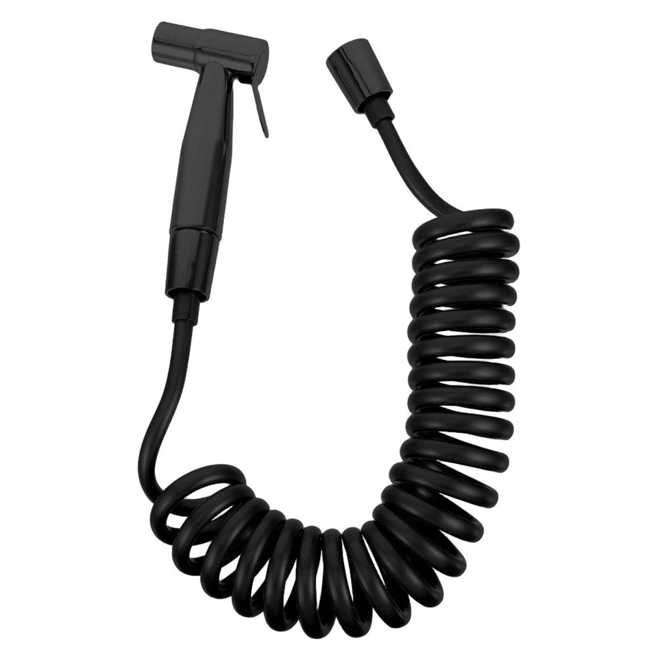Flexible Toilette Spirale 1.2m Noir avec Douchette Shut-Off et Support