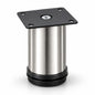 Sabot de meuble rond réglable Ø50 × 100 mm, platine supérieure carrée noire et patin réglable – visuel illustratif