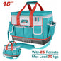 Sac à outils TOTAL THT561625 16" – 25 poches, polyester 600D/1680D, base plastique renforcée, charge max 20kg, 46x23x33cm, bandoulière réglable
