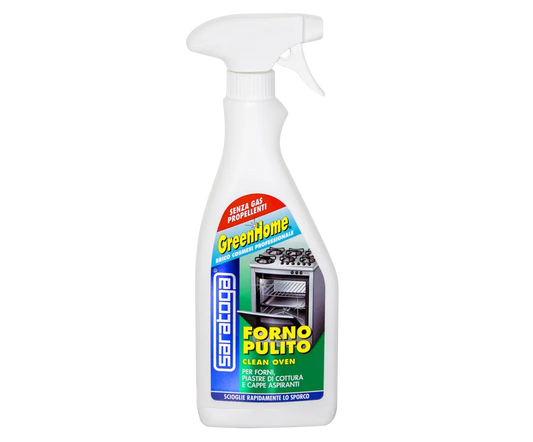 Nettoyant four SARATOGA GreenHome Forno Pulito 500 ml, flacon blanc à pulvérisateur, photo officielle du fabricant