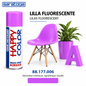Spray SARATOGA Happy Color lilas fluorescent 400 ml référence 177.006 avec mobilier lilas et échantillon – visuel illustratif