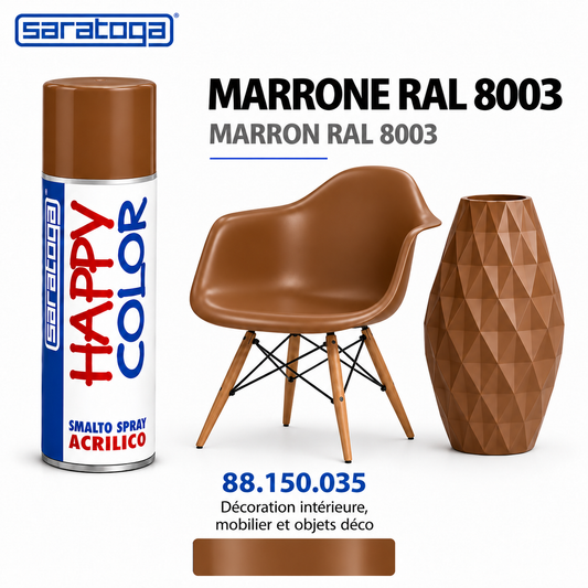 Spray SARATOGA Happy Color marron ral 8003 400 ml, référence 150.035 – visuel de mise en situation décorative