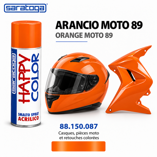 Spray SARATOGA Happy Color orange moto 89 400 ml, référence 150.087 – visuel de mise en situation décorative
