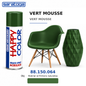 Spray SARATOGA Happy Color vert mousse 400 ml, référence 150.064, échantillon de couleur et mise en situation – illustration
