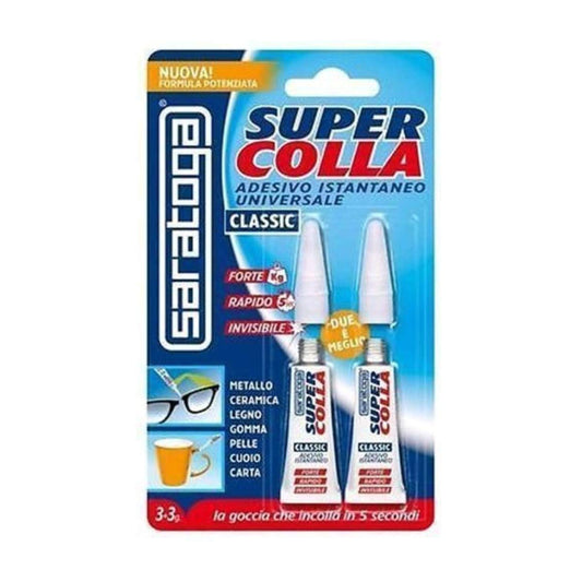 Colle instantanée SARATOGA Supercolla Classic 3 + 3 g, blister avec deux tubes