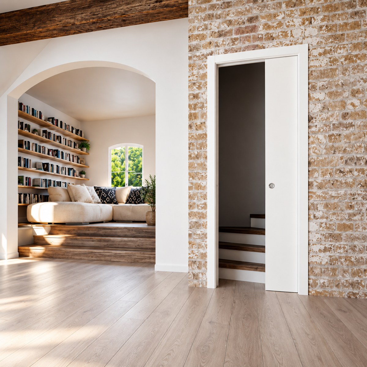 SCRIGNO 4198AQ1000 – système pour porte coulissante escamotable 1 vantail, 1000 × 2100 × 105 mm, pour libérer l’espace de débattement | SQES Tunisie
