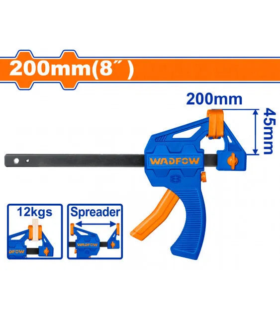 Serre-Joint Rapide WADFOW — 8"  Nylon Renforcé Serrage 1 Main Écarteur Menuiserie Assemblage | SQES Tunisie
