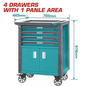 Servante d'atelier TOTAL T01041THRC 4 tiroirs panneau travail 560×420mm roulettes 5 pouces 41kg – SQES Tunisie
