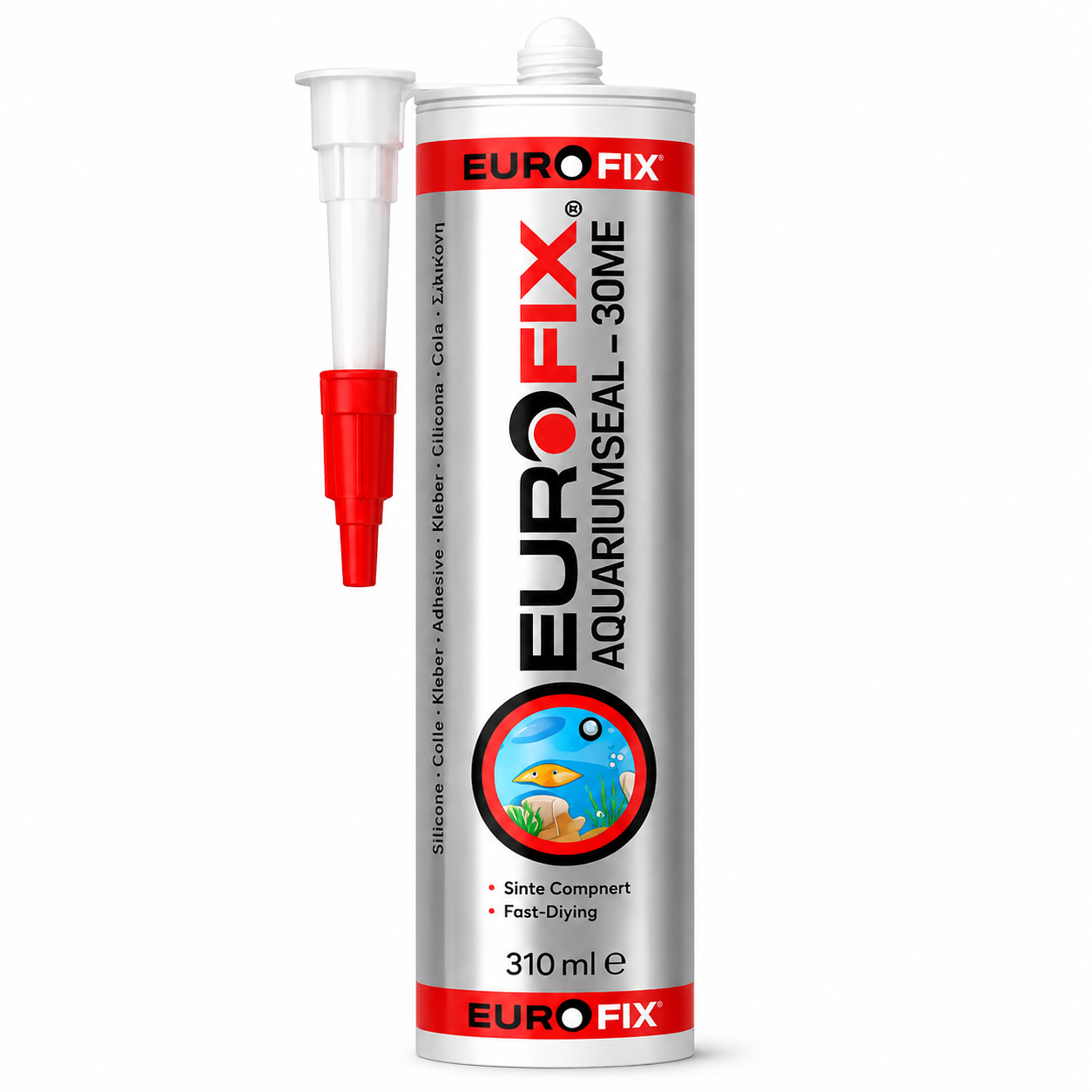 Silicone Crystal Aquarium EUROFIX 310 ml pour collage et étanchéité du verre, aquariums et vitrages. Disponible chez SQES Tunisie.
