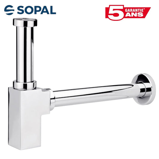 Siphon Carré Chromé SOPAL 1941A04 — Évacuation Lavabo Évier Design Contemporain | SQES Tunisie
