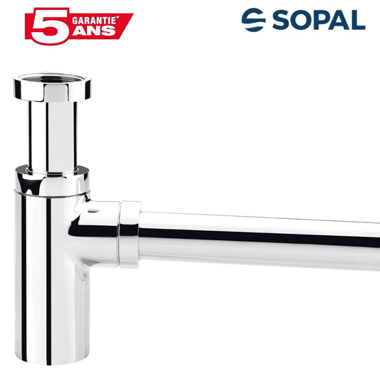 Siphon Rond Chromé SOPAL 1908A04 — Drainage Efficace Lavabo Inox Résistant Corrosion | SQES Tunisie

