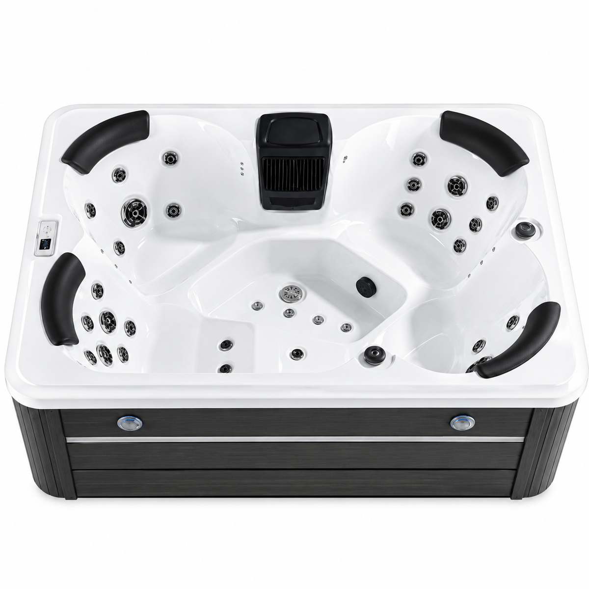 SPA extérieur M3224-D 4 places 210 × 158 × 88 cm, hydromassage à deux pompes 1,5 HP, bulles LED, chauffage 1,5 kW et filtration | SQES Tunisie
