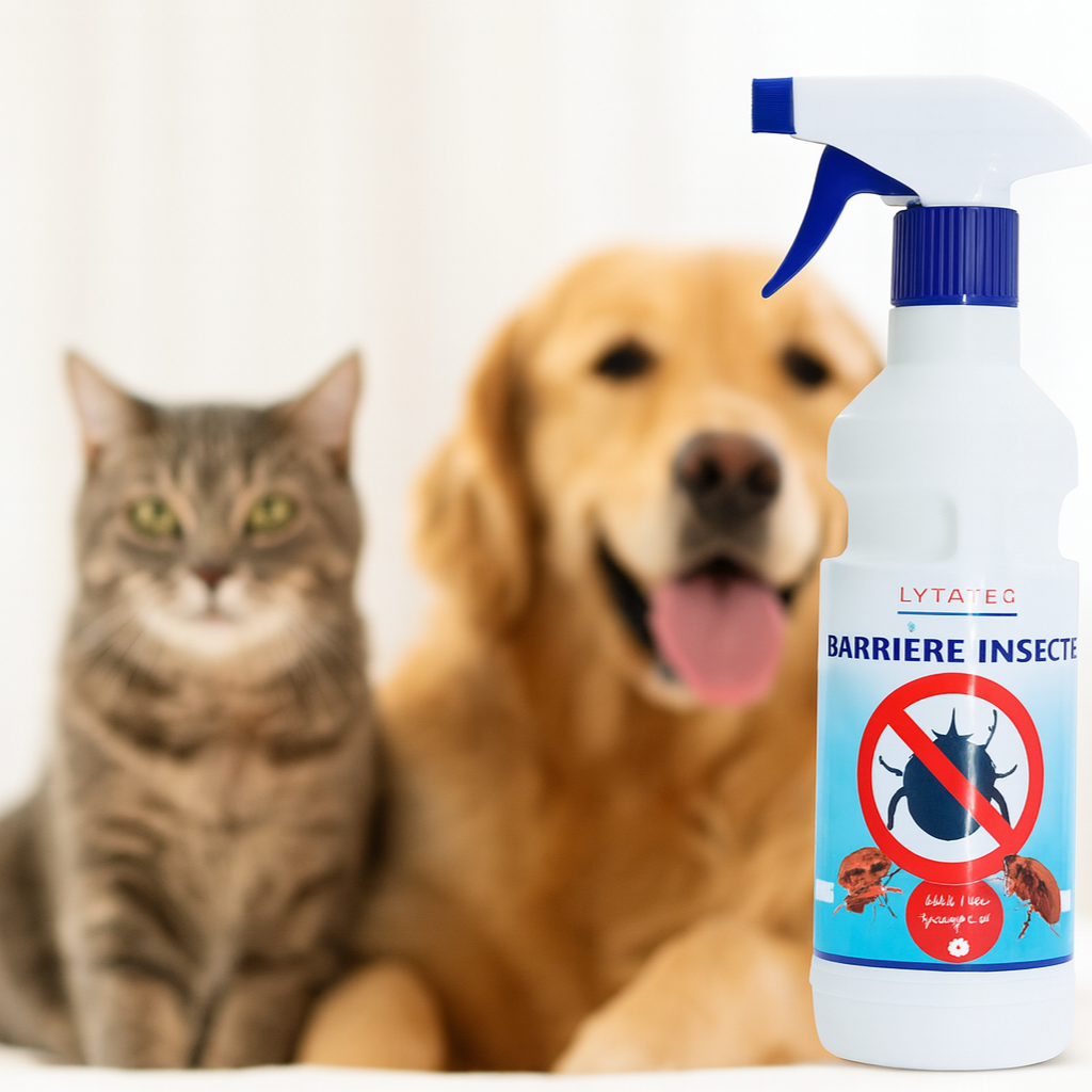 Spray antiparasitaire avec chat et chien 