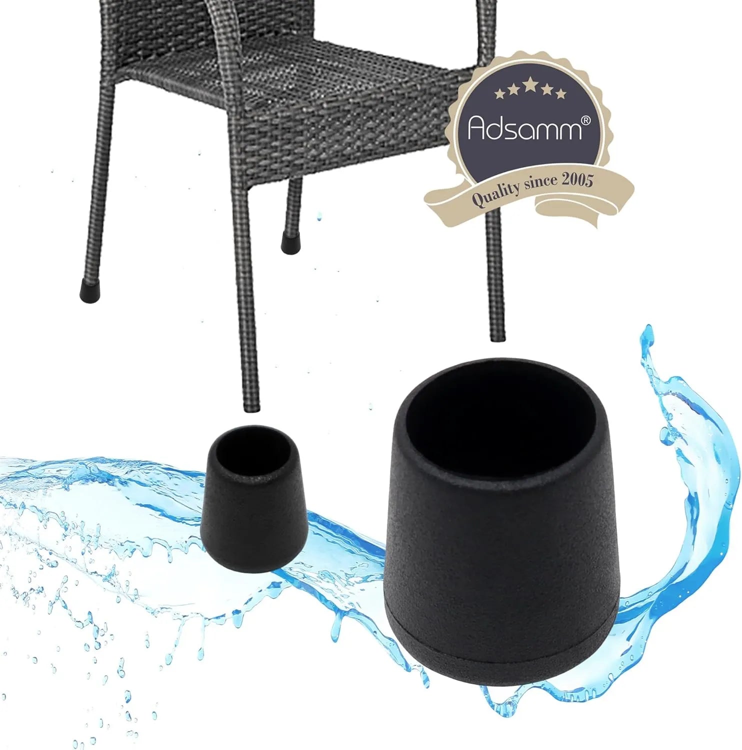 Embout extérieure pour tube Rond - 20 bouchons NOIR en PEHD - SQES