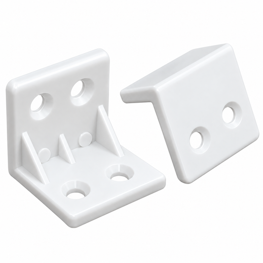 Supports d'étagère pour meubles vendus par paquet de 10 pièces. Disponibles en blanc chez SQES Tunisie.
