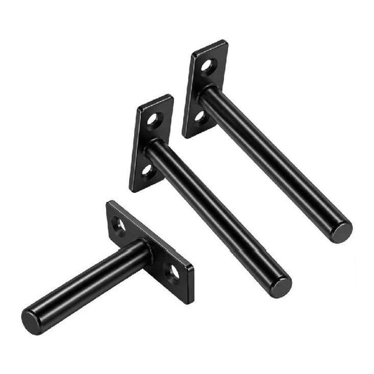 Support encastrable noir 15 cm pour fixation invisible de tablette de meuble