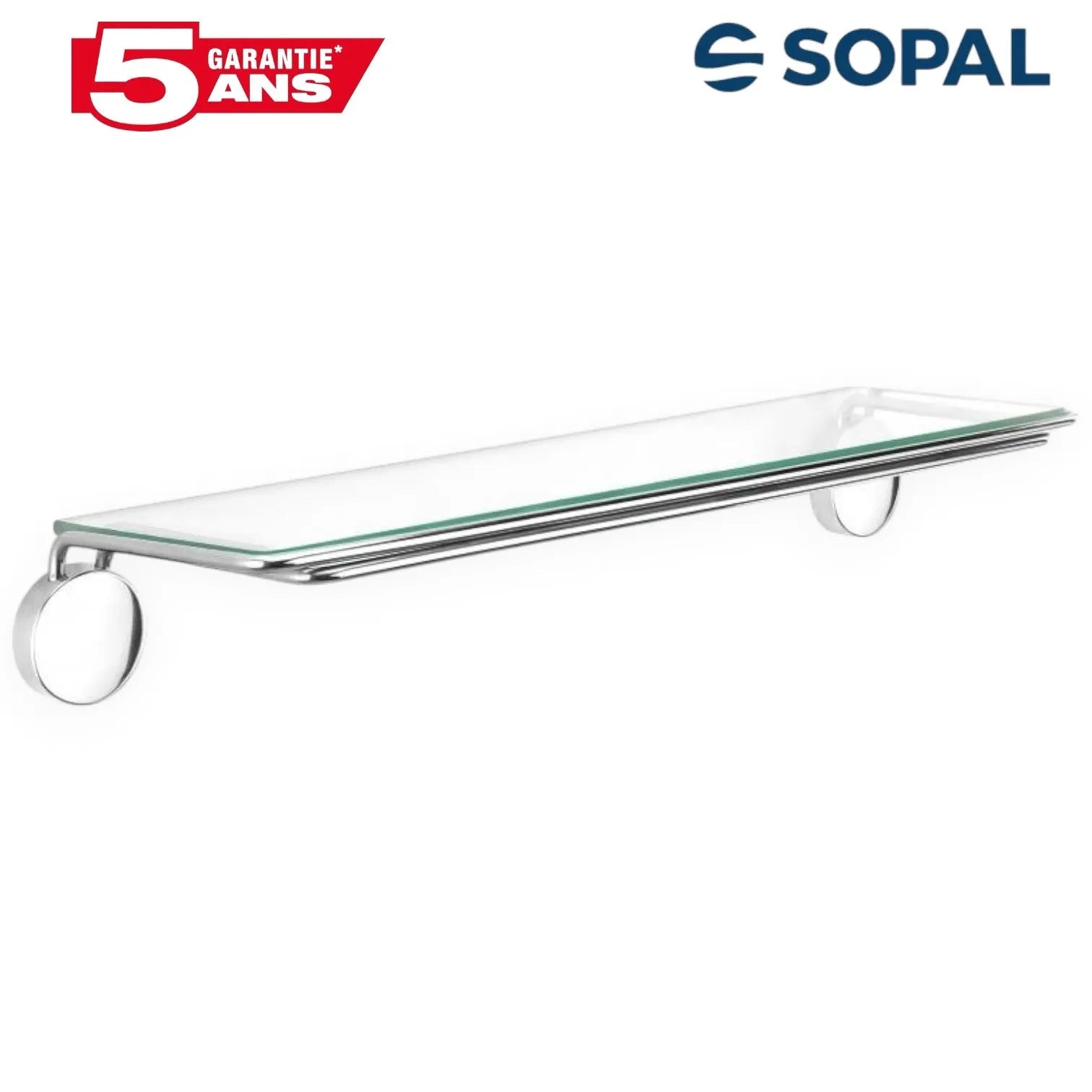 Tablette de Lavabo en Verre Trempé SOPAL Série Fell SB15A10 — Support Inox Fixation Murale Salle de Bain | SQES Tunisie

