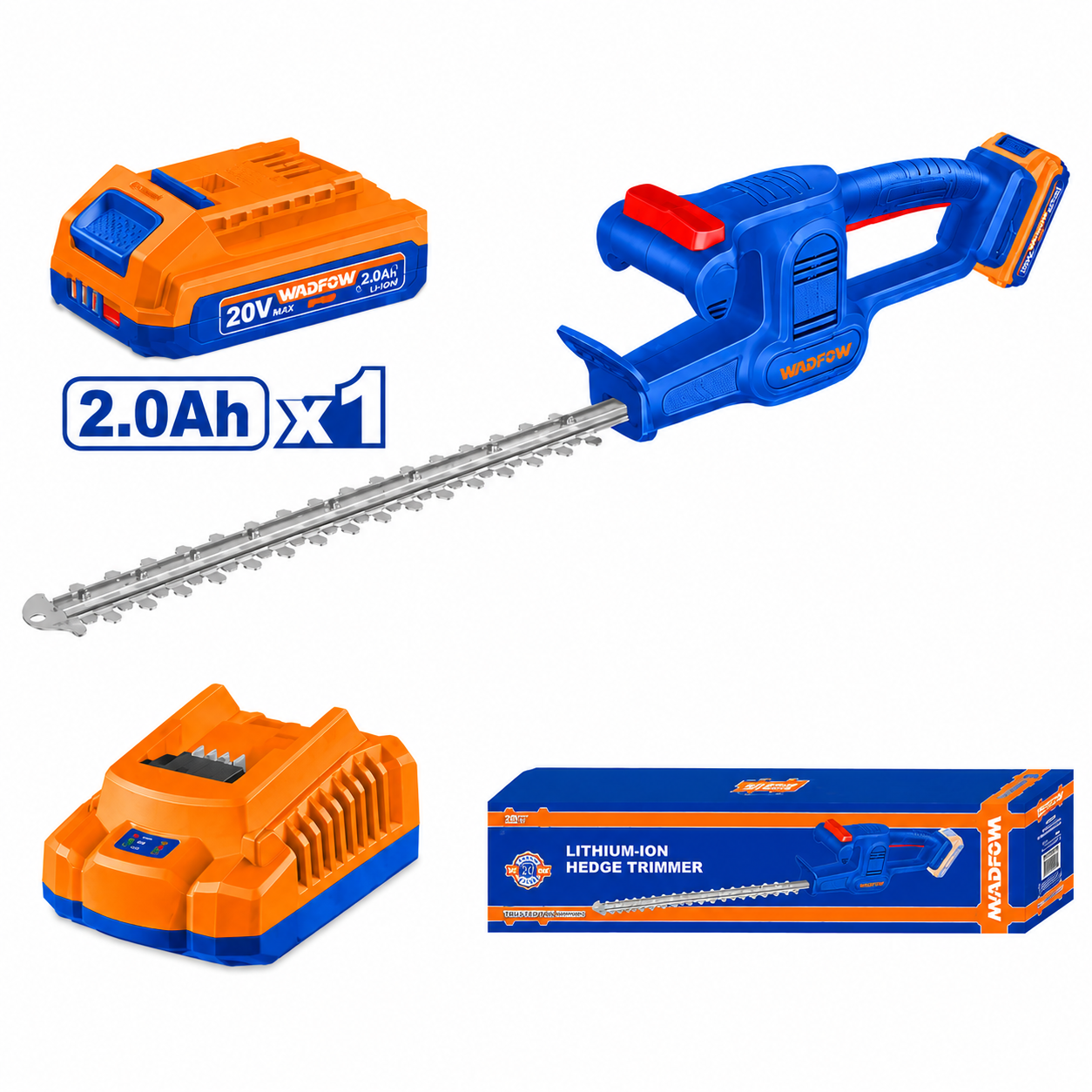 Taille-Haie Sans Fil 20V 48 cm WADFOW WLYP5181 — Lame Double Tranchant, Batterie Li-Ion | SQES Tunisie
