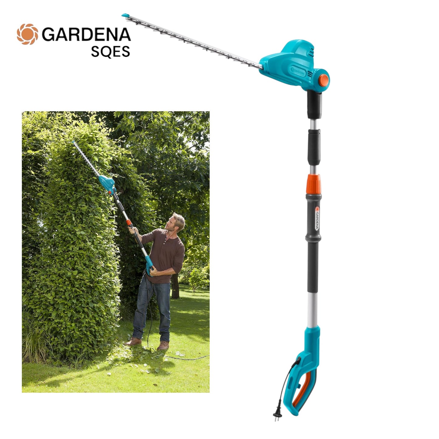 Taille-Haie Télescopique Électrique GARDENA THS 500/48 Réf. 8883-20 — 500W Lame 48cm Tête Pliable Haies Hautes | SQES Tunisie
