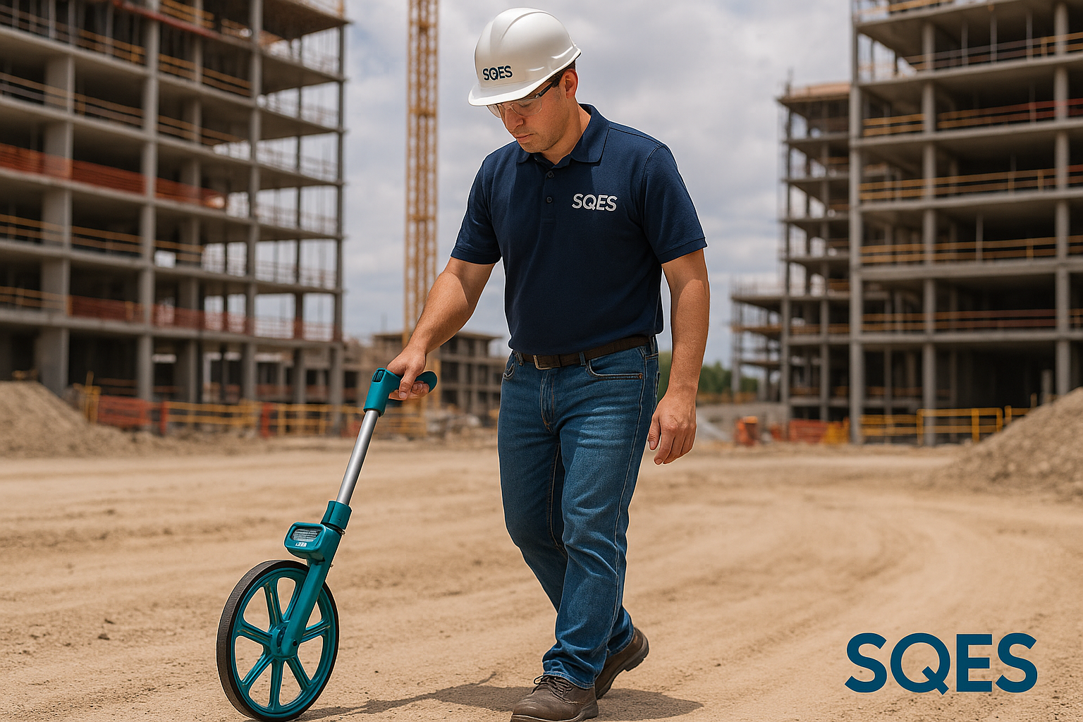 Technicien SQES avec roue de mesure classique
