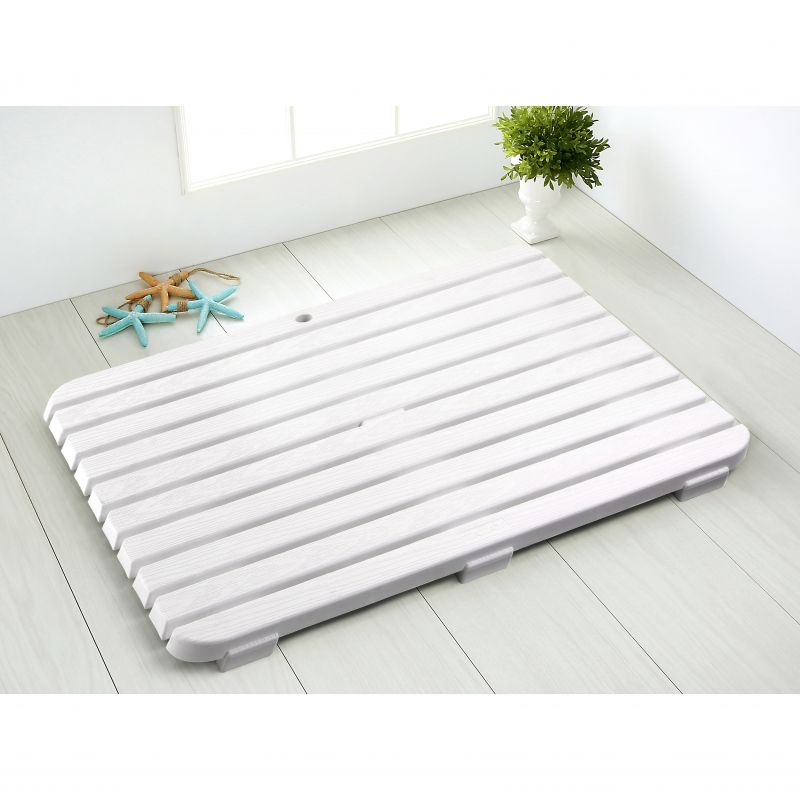 CAILLEBOTIS 80x50 - Tapis Douche Rectangulaire Antidérapant Blanc