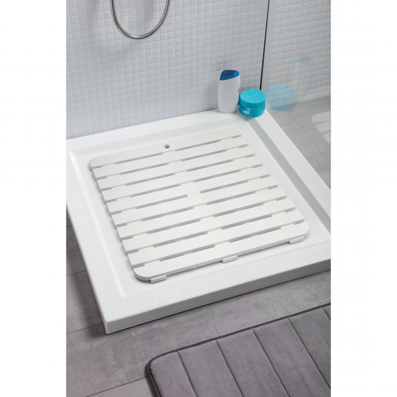 CAILLEBOTIS 55x55 - Tapis Douche Antidérapant Effet Bois Blanc
