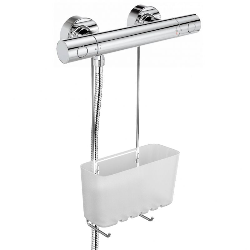 PANIER DE DOUCHE SINGLE GLACÉ - Inox Sans Perçage avec Crochets