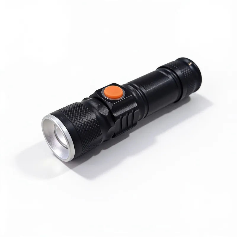 Torche LED - Lampe de poche LED, Zoom, Mini USB Rechargeable