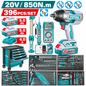 Servante à outils TOTAL THPTCS83962, 396 pièces, 7 tiroirs, clé à chocs TIWLI20851 20 V Brushless 850 Nm, 2 batteries 5 Ah, pour atelier et mécanique | SQES Tunisie
