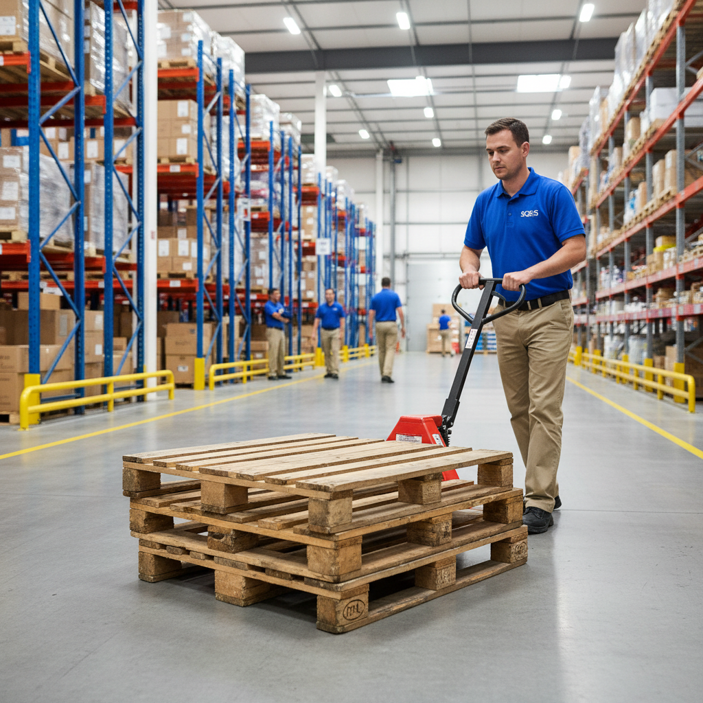 Transpalette en action