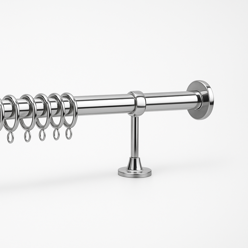 Tringle à rideau chromée complète avec supports