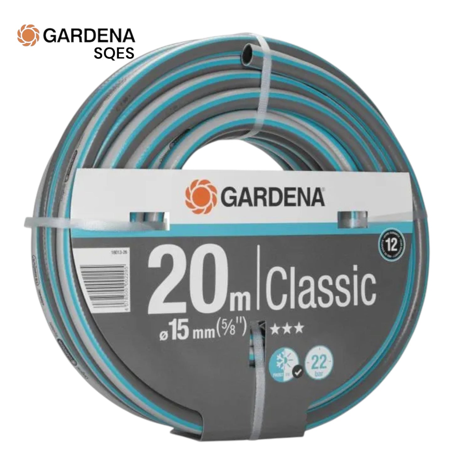 Tuyau d'Arrosage Classic 15 mm (5/8") 20m GARDENA Réf. 18013-26 — Robuste UV-Résistant Jardin Moyen | SQES Tunisie

