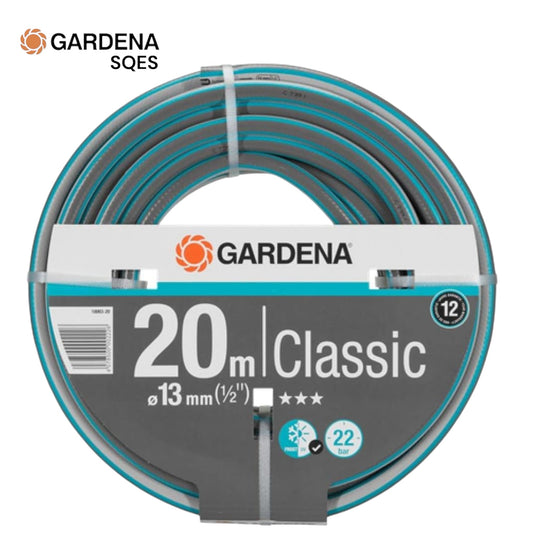 Tuyau d'Arrosage Classique 13mm (1/2") 20m GARDENA Réf. 18003-20 — Résistant UV Compatible Raccords Petit Jardin | SQES Tunisie
